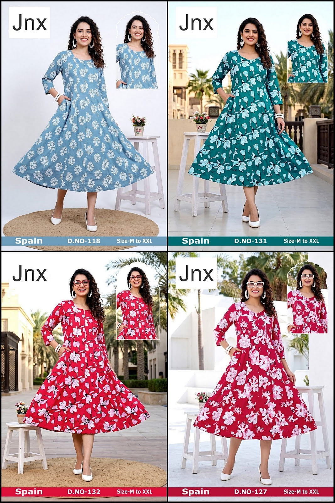 Spain Jnx Rayon 22Kg A-Line Kurti Wholesale Price