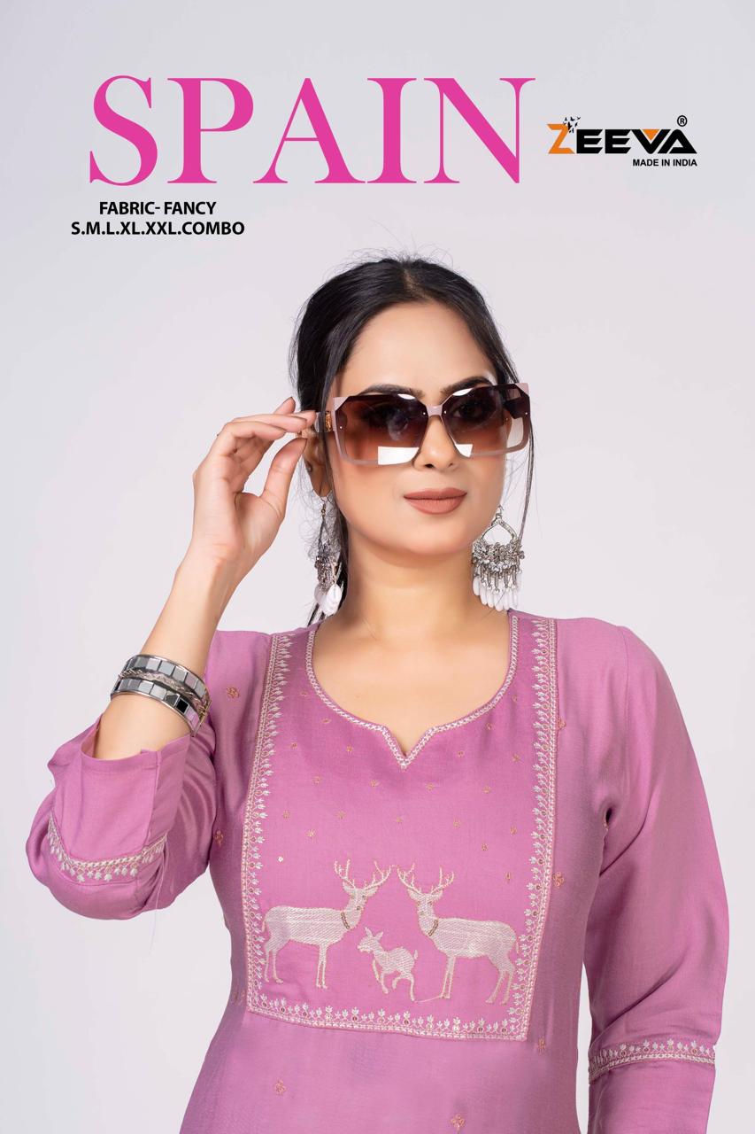 Spain Zeeva Long Straight Kurti Wholesaler India