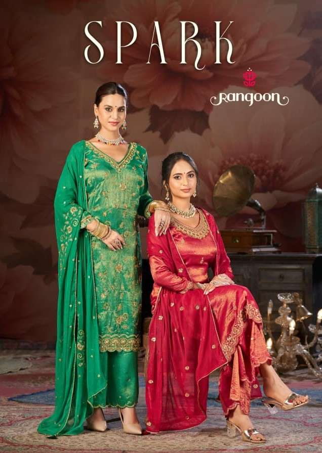 Spark Rangoon Viscose Simmer Readymade Plazzo Style Suits Manufacturer Gujarat