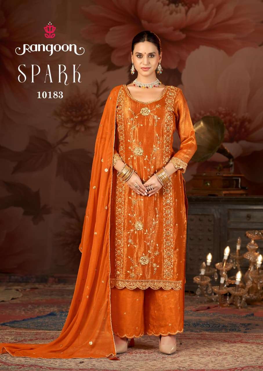 Spark Rangoon Viscose Simmer Readymade Plazzo Style Suits Manufacturer Gujarat