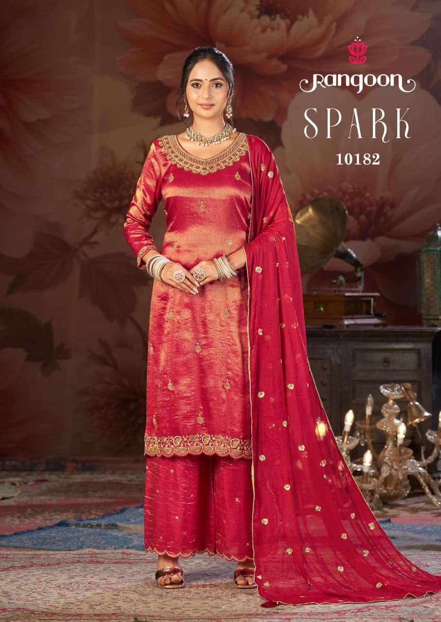 Spark Rangoon Viscose Simmer Readymade Plazzo Style Suits Manufacturer Gujarat