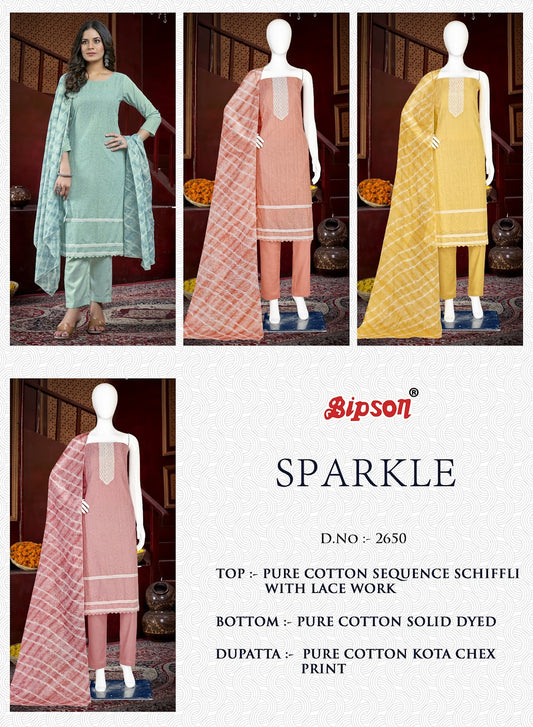 Sparkle 2650 Bipson Prints Pure Cotton Pant Style Suits Supplier