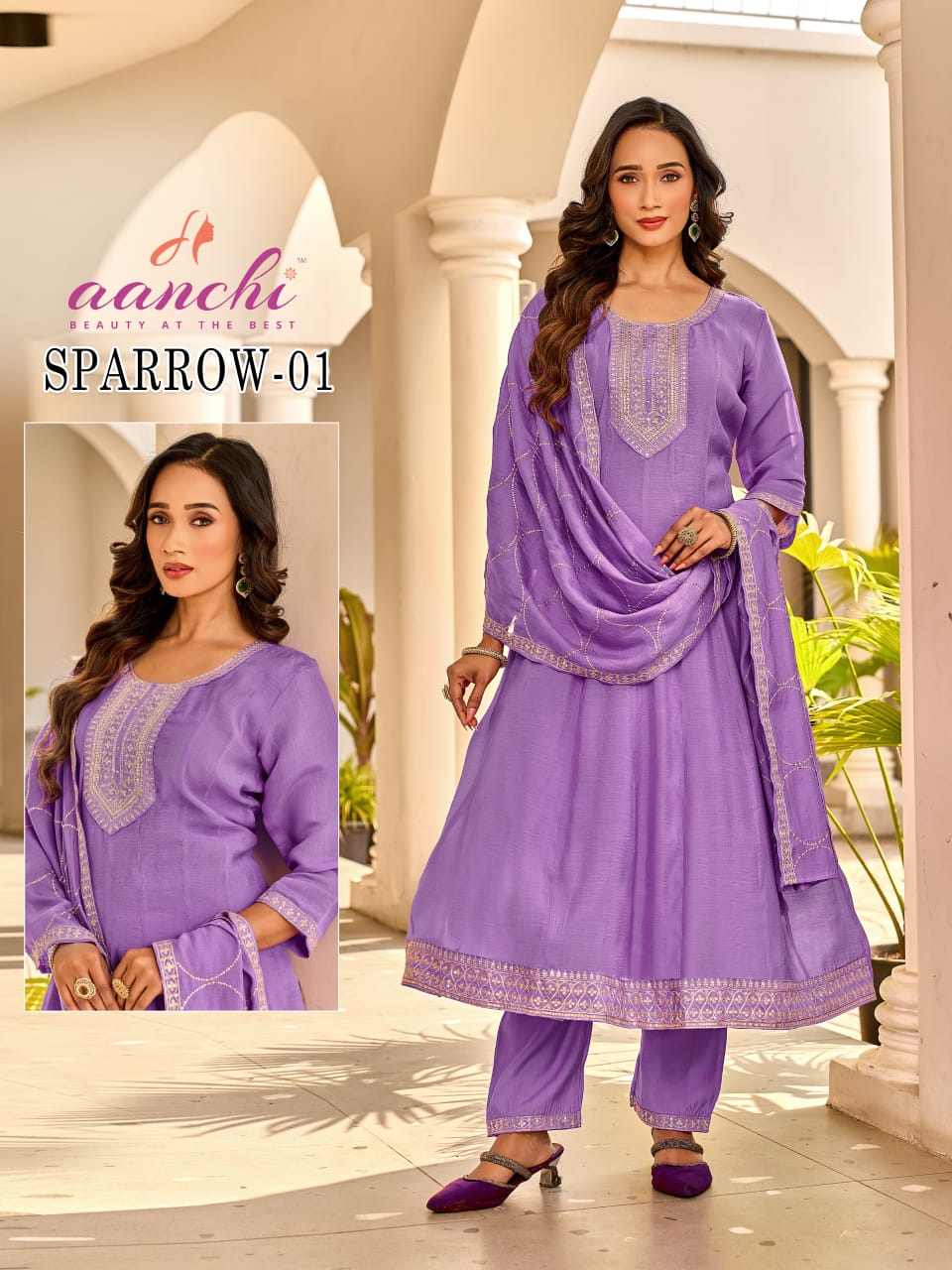 Sparrow Aanchi Chanderi Readymade Anarkali Suits Wholesaler Gujarat