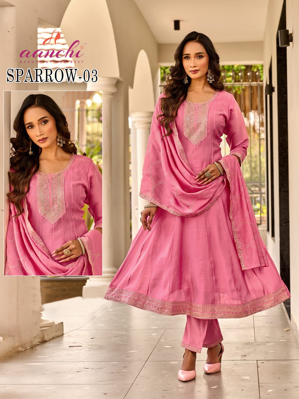 Sparrow Aanchi Chanderi Readymade Anarkali Suits Wholesaler Gujarat
