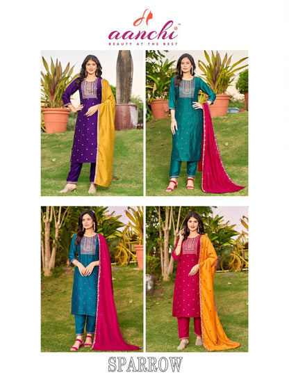 Sparrow Aanchi Vichitra Silk Readymade Pant Style Suits Supplier Ahmedabad