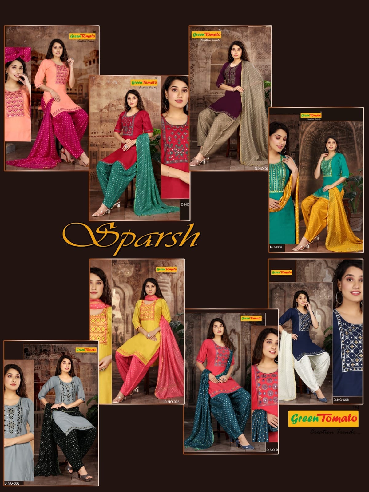 Sparsh Green Tomato Rayon Readymade Salwar Suits Supplier Ahmedabad