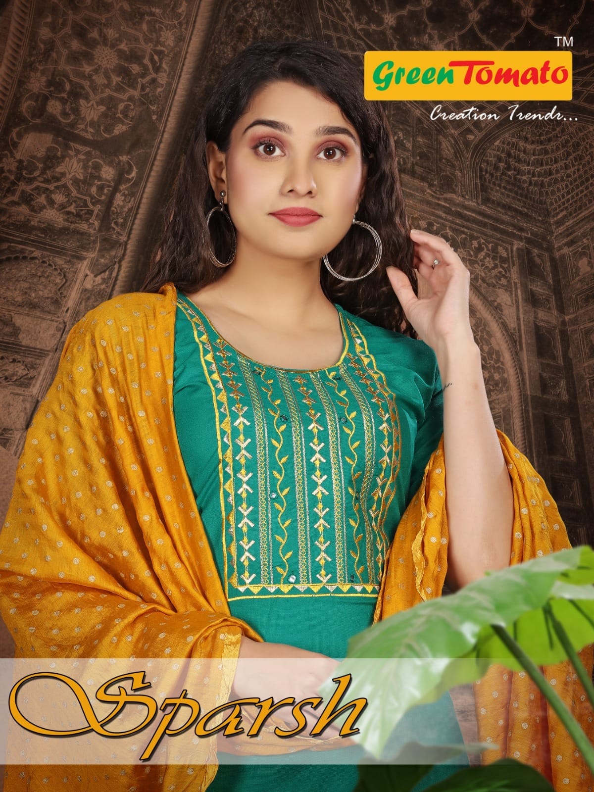 Sparsh Green Tomato Rayon Readymade Salwar Suits Supplier Ahmedabad