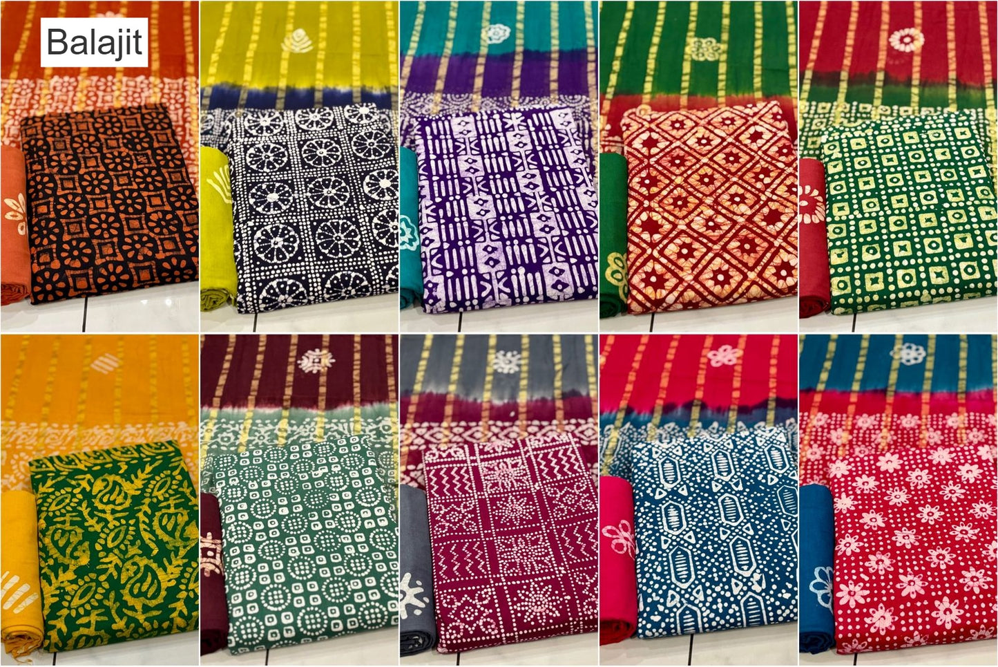 Special 2.25 Bottom 1709 Balajit Batik Cotton Dress Material Wholesaler