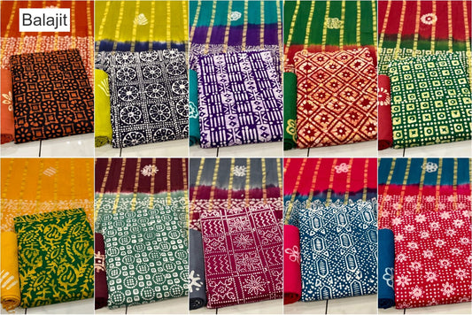 Special 2.25 Bottom 1709 Balajit Batik Cotton Dress Material Wholesaler