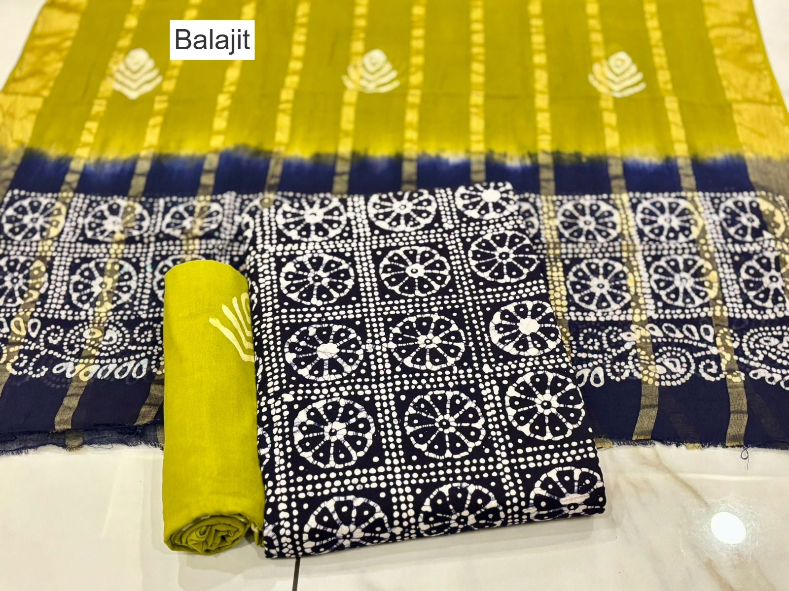 Special 2.25 Bottom 1709 Balajit Batik Cotton Dress Material Wholesaler