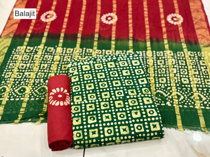 Special 2.25 Bottom 1709 Balajit Batik Cotton Dress Material Wholesaler