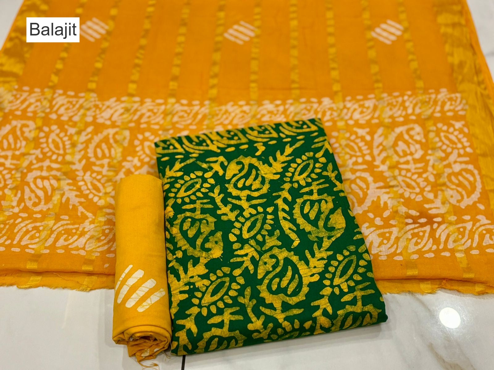 Special 2.25 Bottom 1709 Balajit Batik Cotton Dress Material Wholesaler