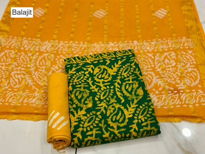 Special 2.25 Bottom 1709 Balajit Batik Cotton Dress Material Wholesaler