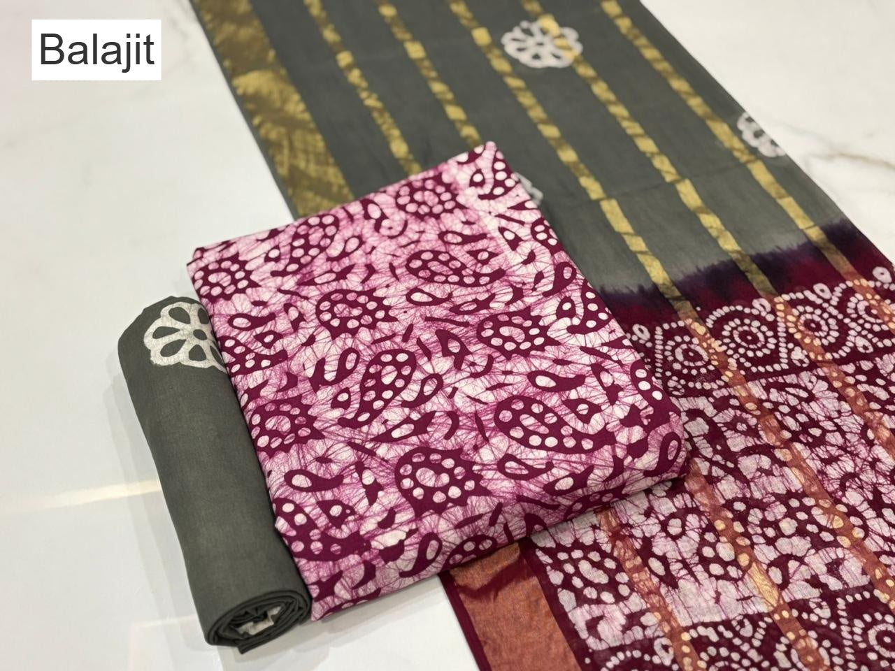 Special 2.25 Bottom Balajit Cotton Dress Material Supplier Gujarat