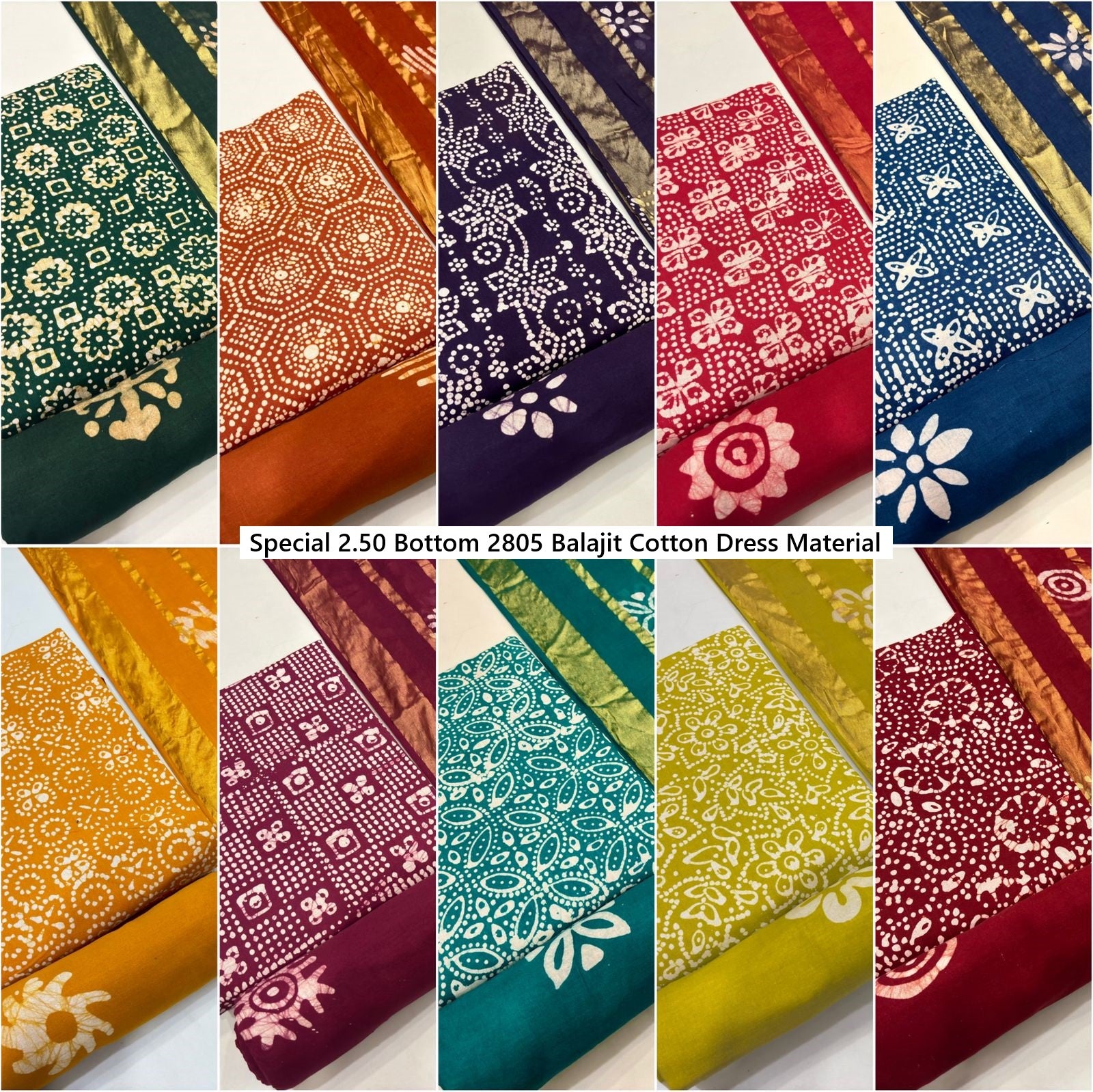 Special 2.50 Bottom 2805 Balajit Cotton Dress Material Wholesaler India