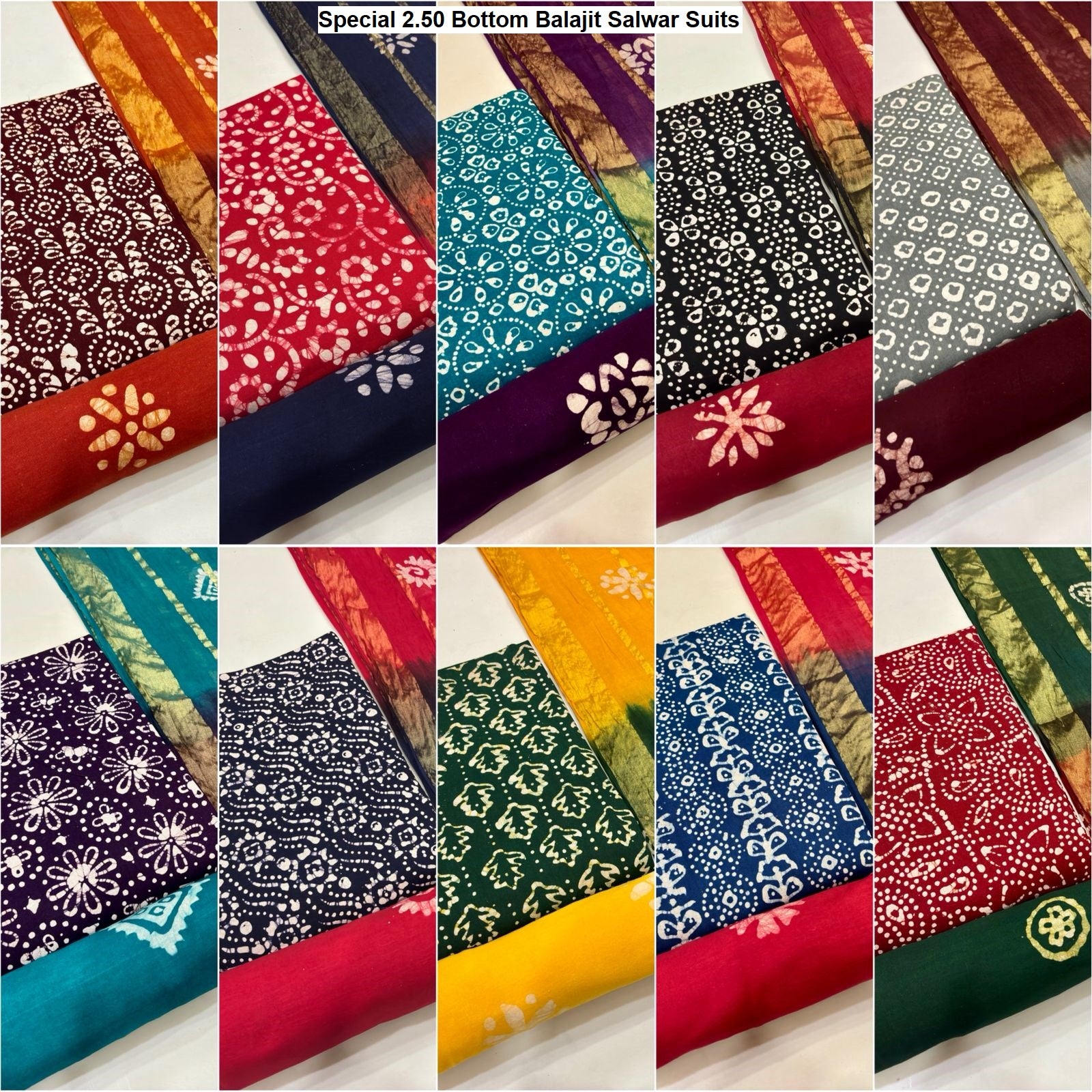 Special 2.50 Bottom Balajit Cotton Salwar Suits Wholesaler Gujarat