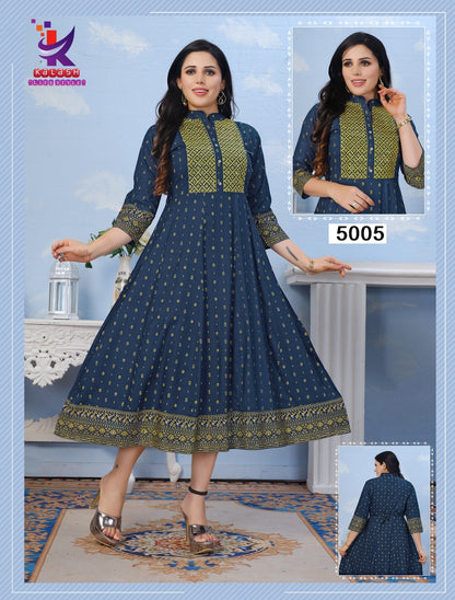 Special Edition Mlm Kalash Lifestyle Rayon 14Kg Anarkali Kurtis Manufacturer Ahmedabad