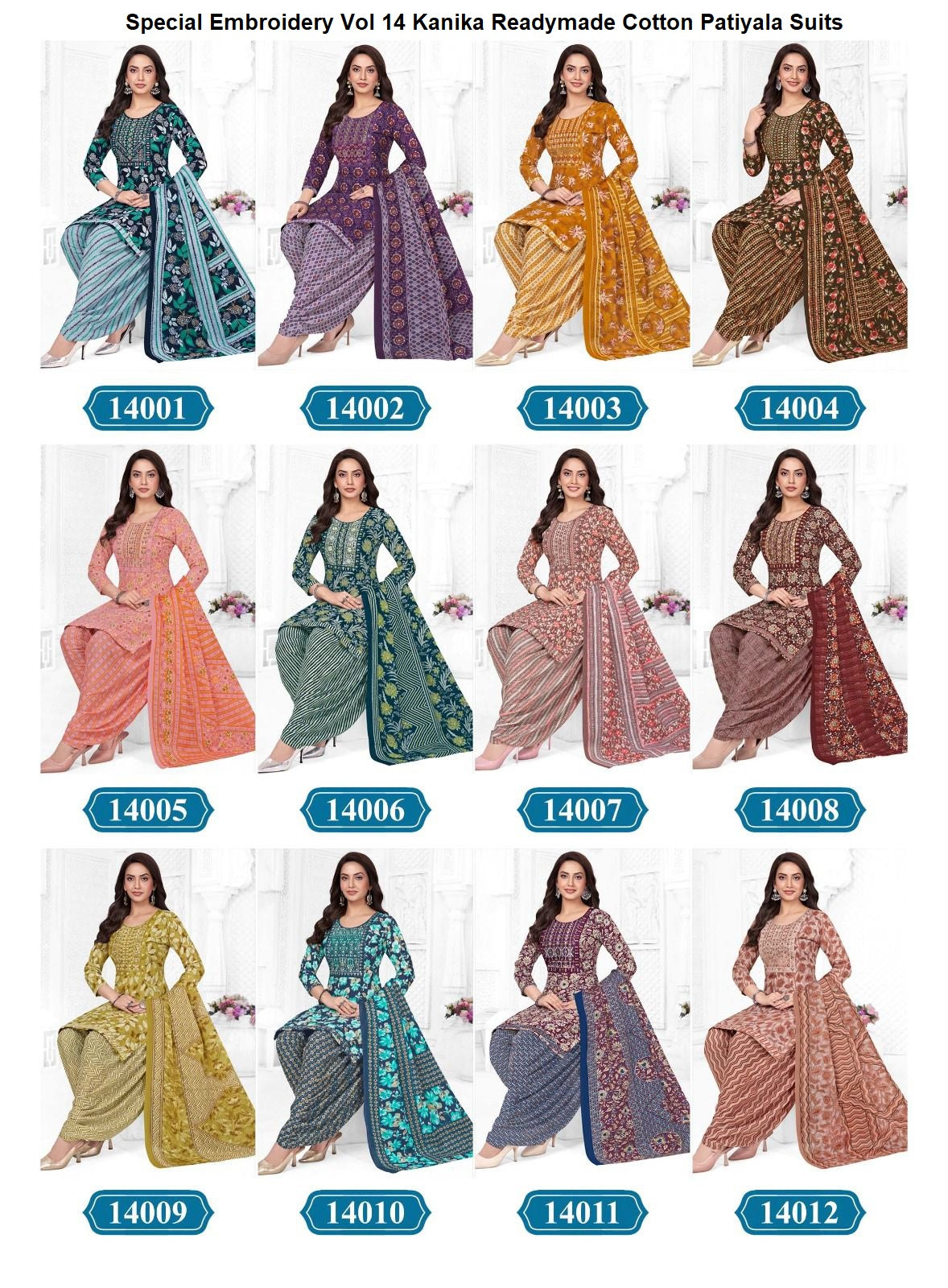 Special Embroidery Vol 14 Kanika Readymade Cotton Patiyala Suits Wholesale Price