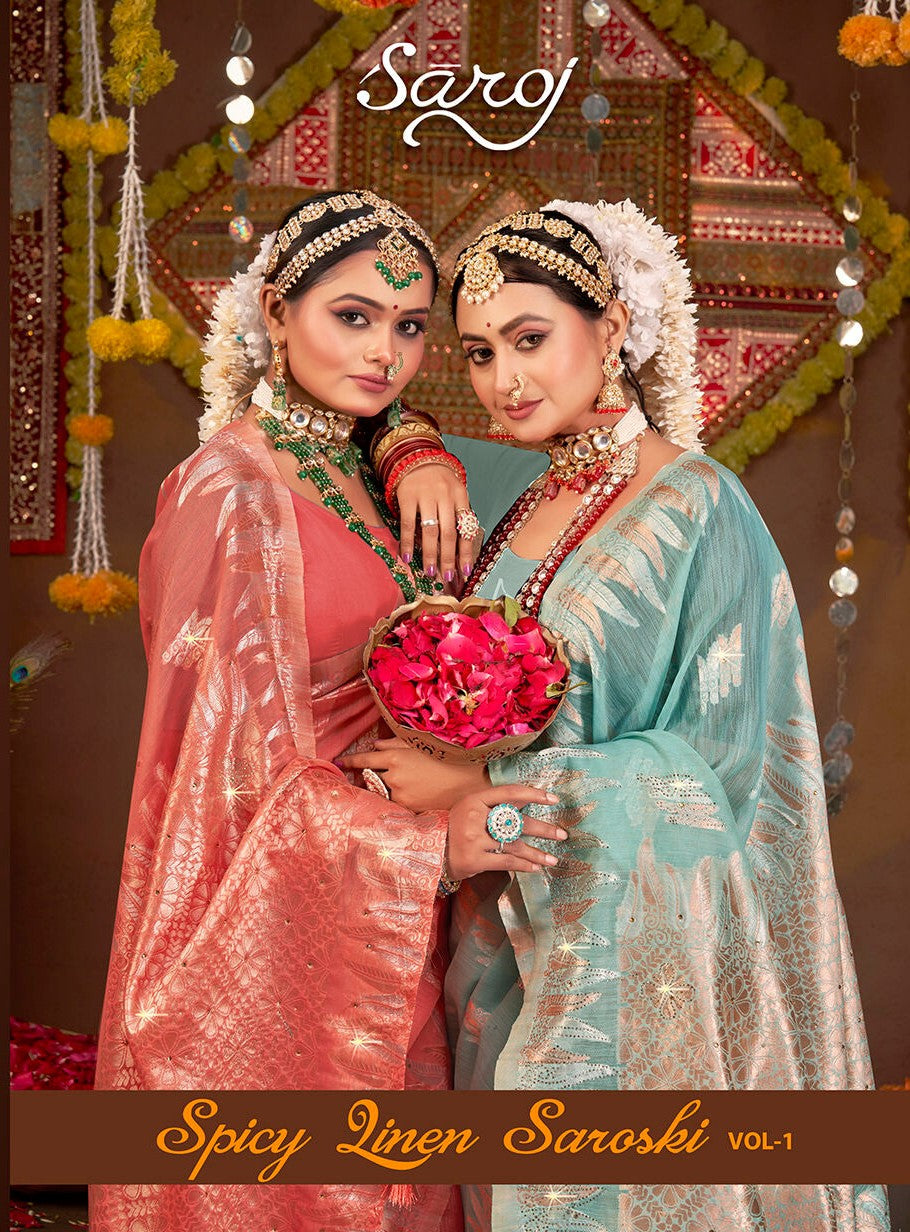 Spicy Linen Saroski Vol 1 Saroj Silk Sarees Exporter Gujarat