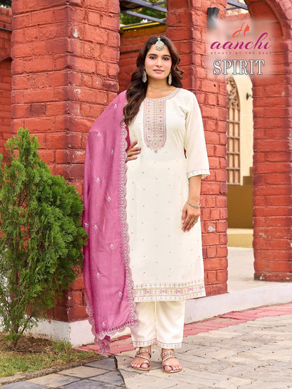 Spirit Aanchi Vichitra Silk Readymade Pant Style Suits Wholesale Price
