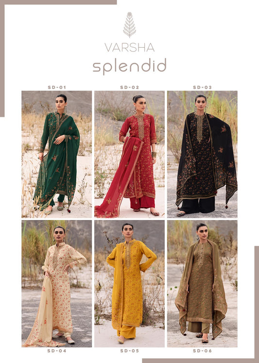 Splendid Varsha Fashions Viscose Organza Pant Style Suits Exporter Gujarat
