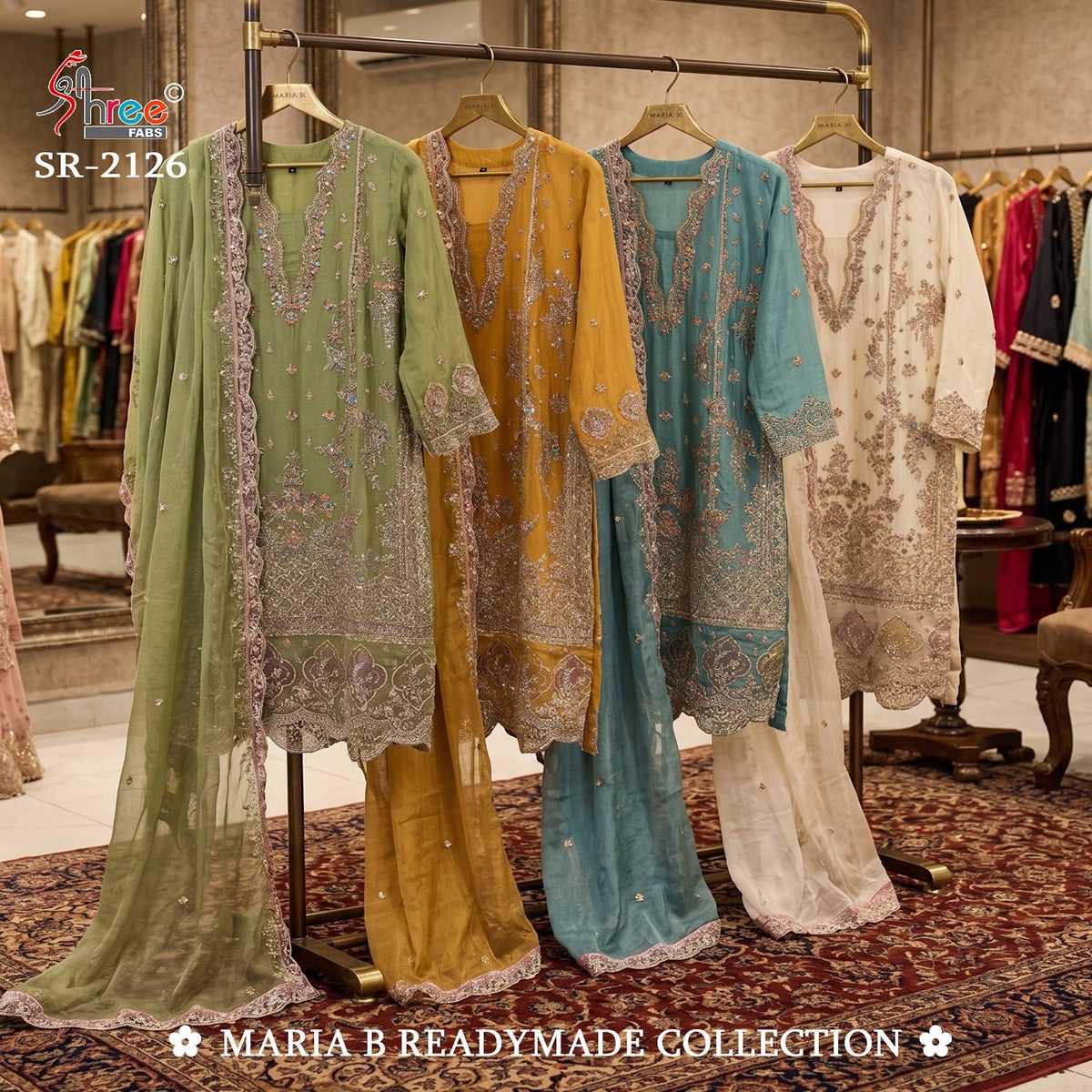 Sr 2126 Shree Fabs Chiffon Pakistani Readymade Suits Manufacturer Gujarat