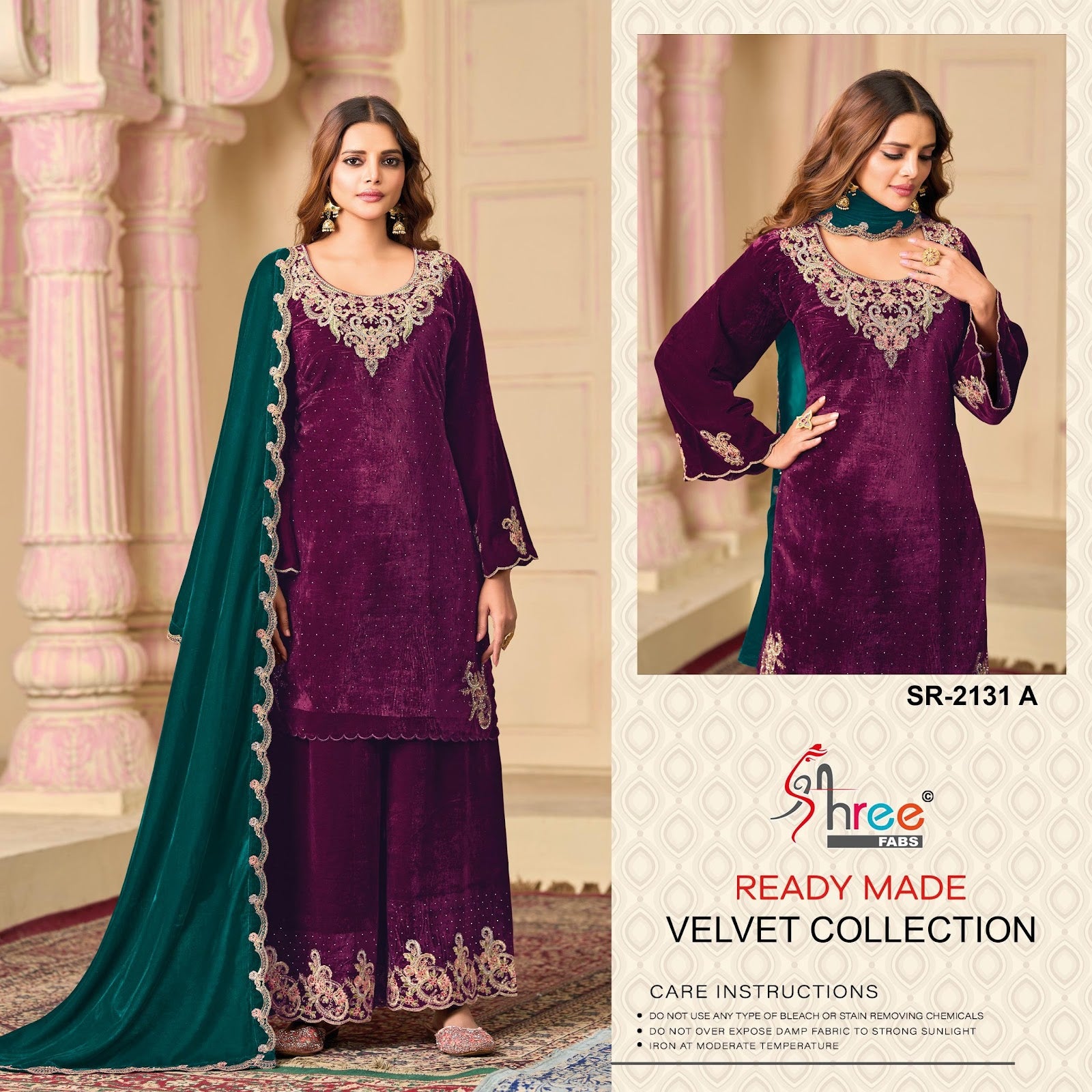 Sr 2131 Shree Fabs Readymade Velvet Suits Wholesale