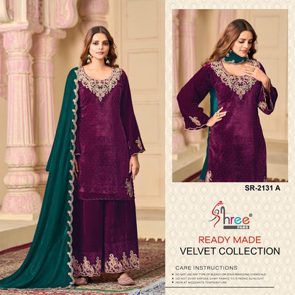 Sr 2131 Shree Fabs Readymade Velvet Suits Wholesale