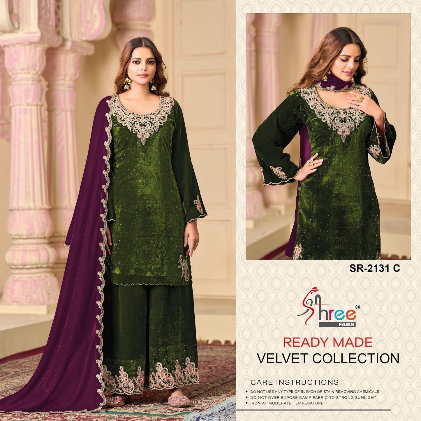 Sr 2131 Shree Fabs Readymade Velvet Suits Wholesale