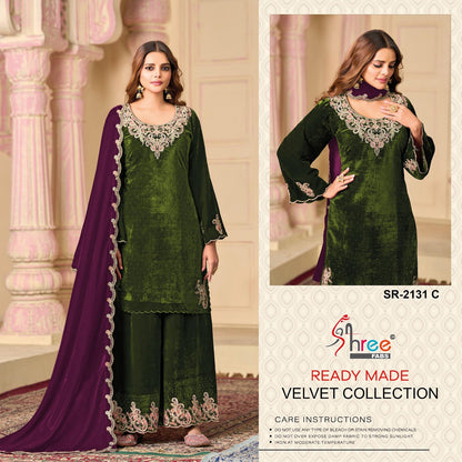 Sr 2131 Shree Fabs Readymade Velvet Suits Wholesale
