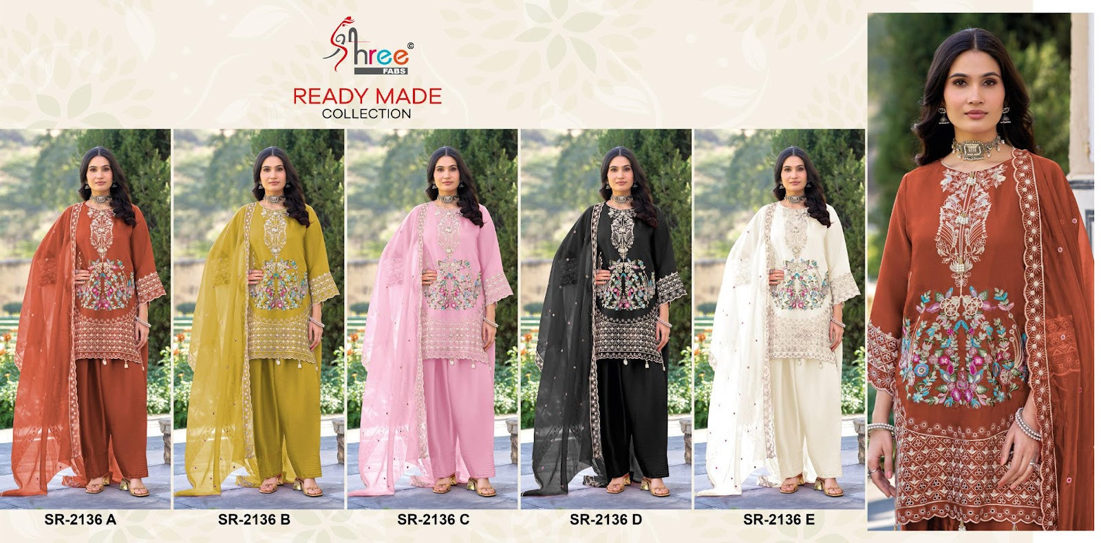 Sr 2136 Abcde Shree Fabs Viscose Pakistani Readymade Suits Wholesale Price