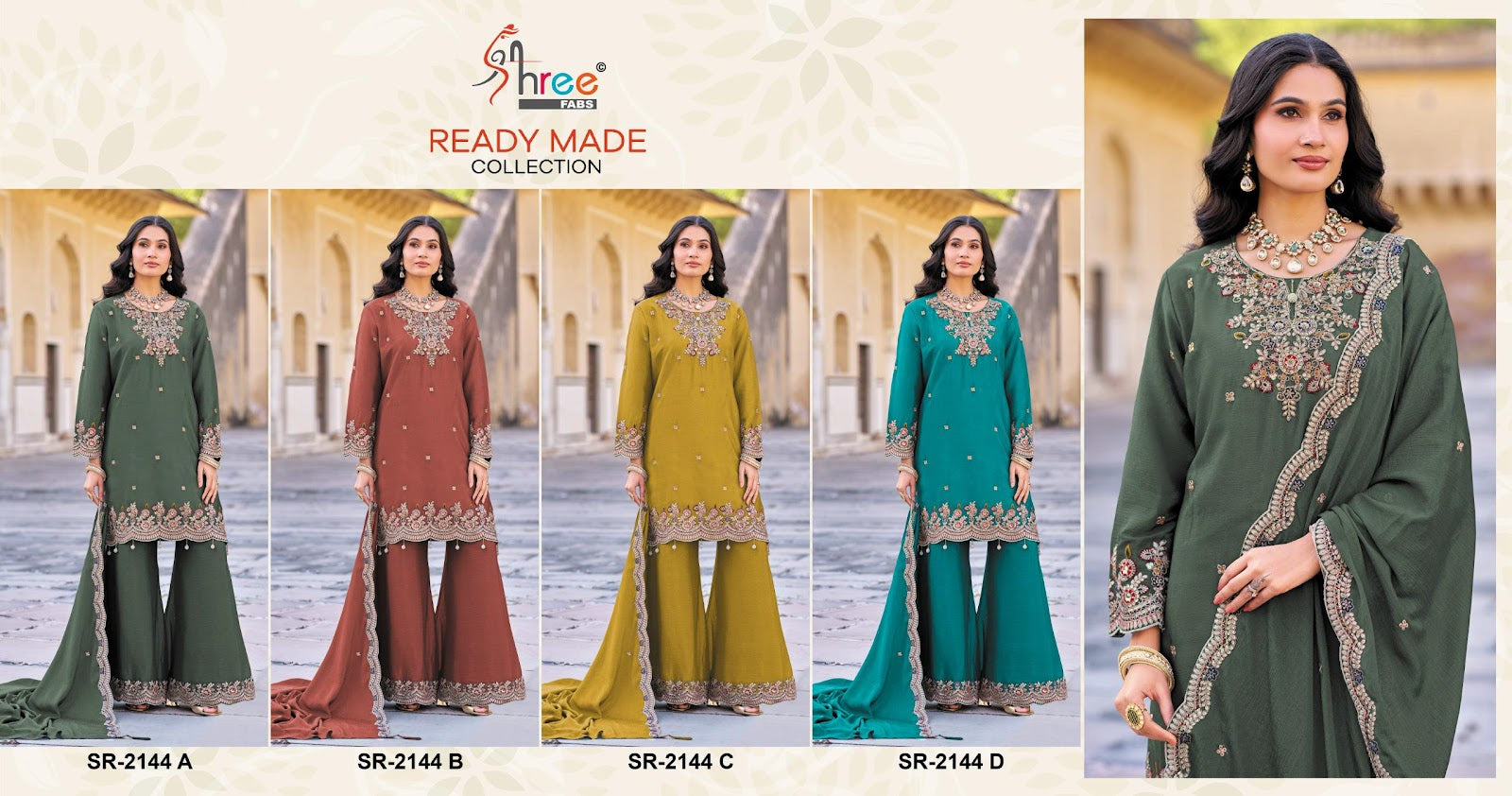 Sr 2144 Shree Fabs Chinon Pakistani Readymade Suits Wholesale Price