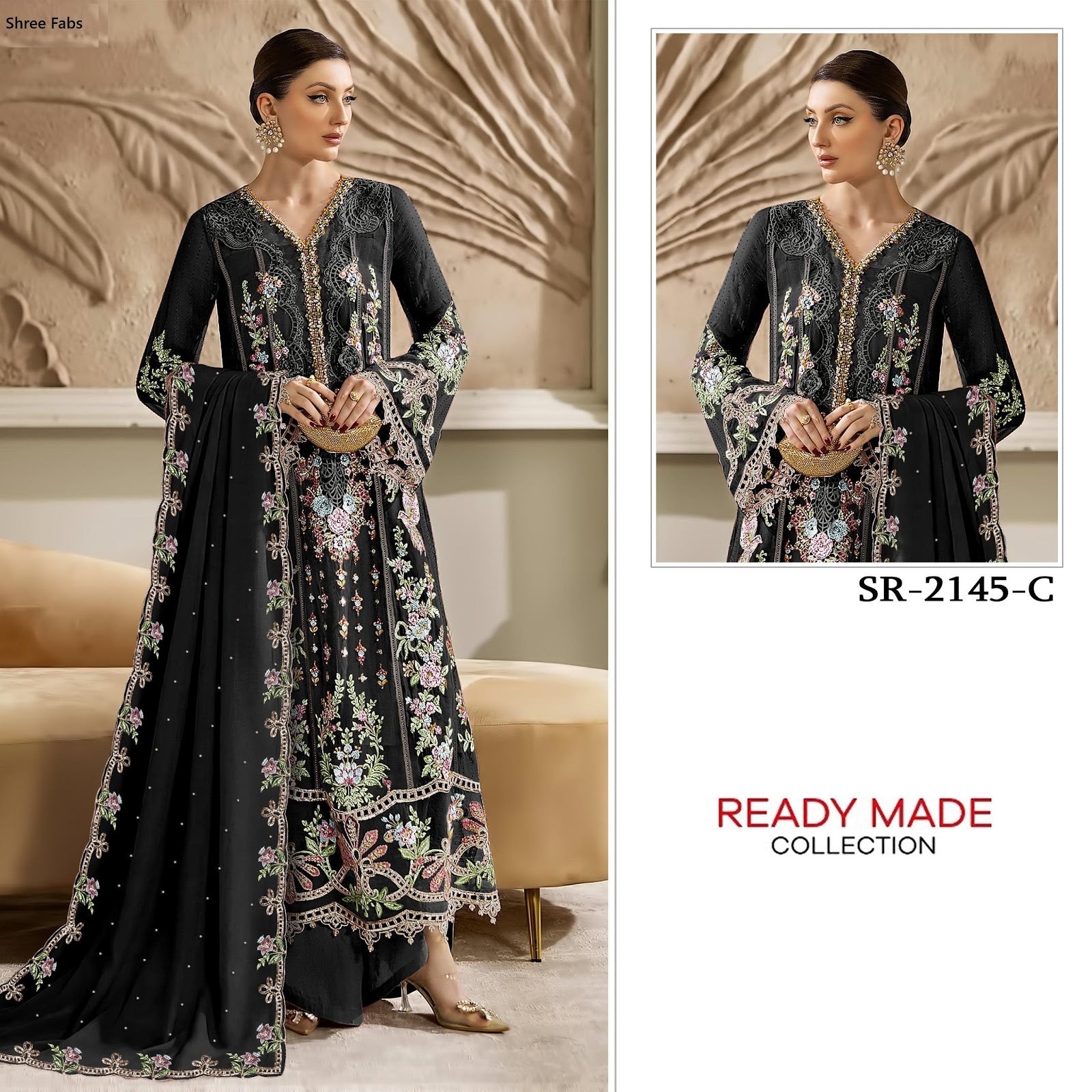 Sr 2145 Cgij Shree Fabs Chiffon Pakistani Readymade Suits Exporter