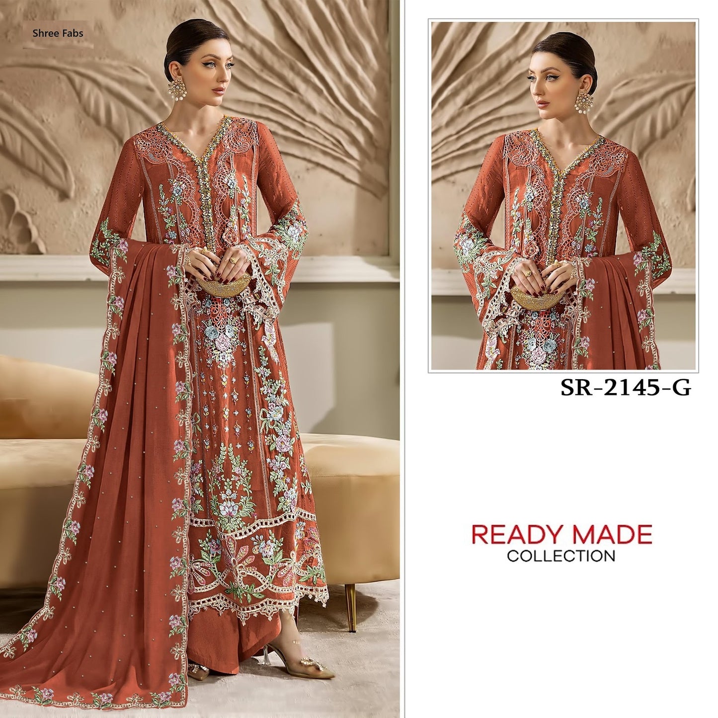 Sr 2145 Cgij Shree Fabs Chiffon Pakistani Readymade Suits Exporter