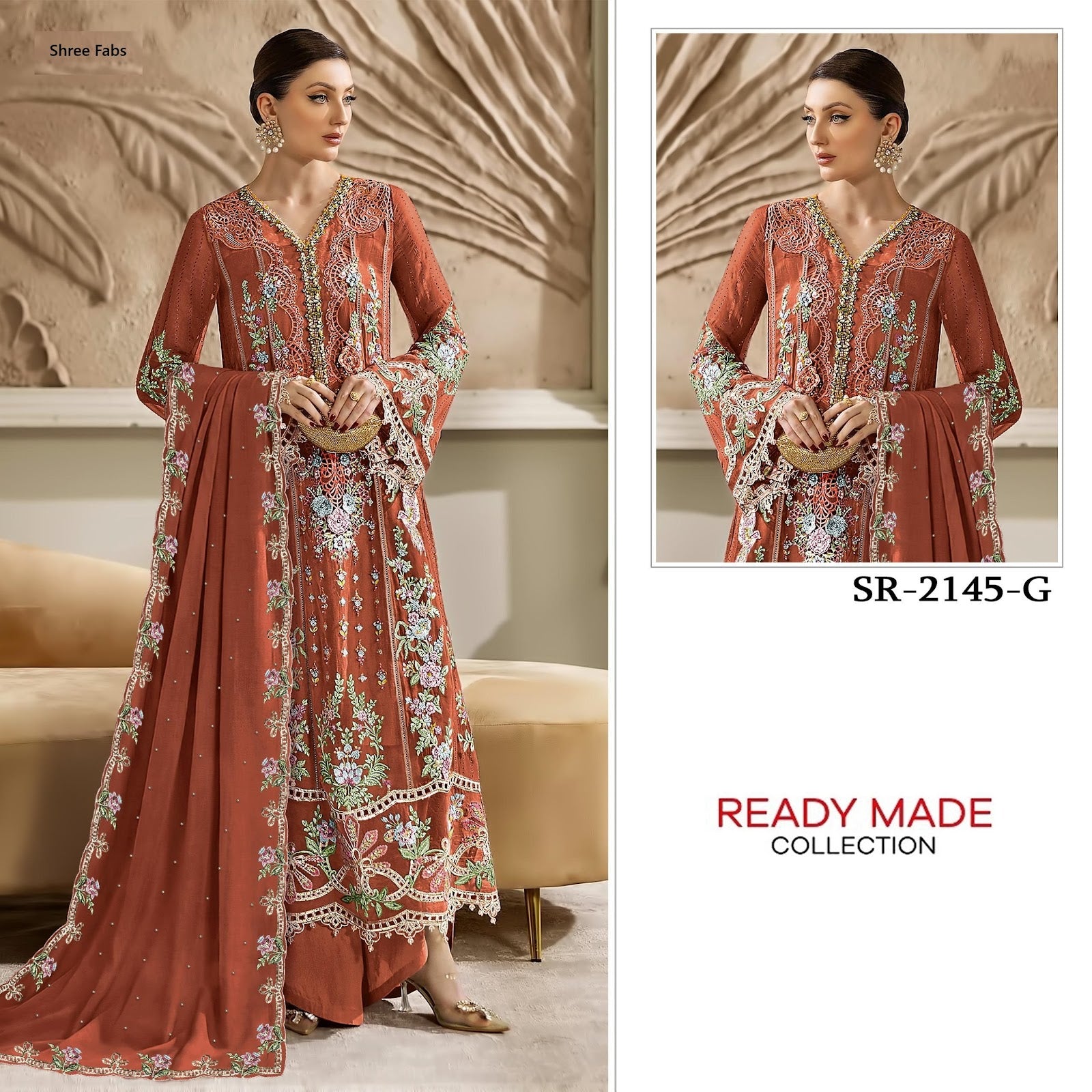 Sr 2145 Cgij Shree Fabs Chiffon Pakistani Readymade Suits Exporter