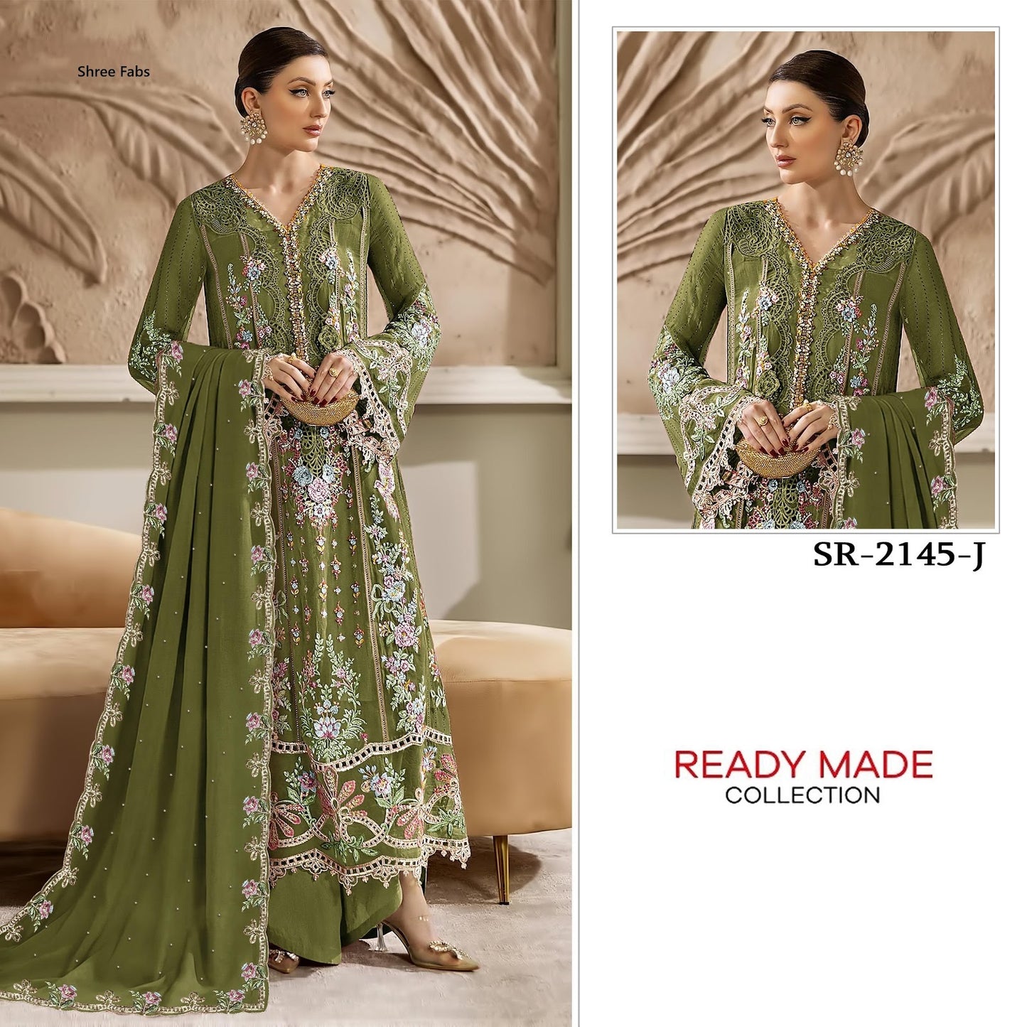 Sr 2145 Cgij Shree Fabs Chiffon Pakistani Readymade Suits Exporter