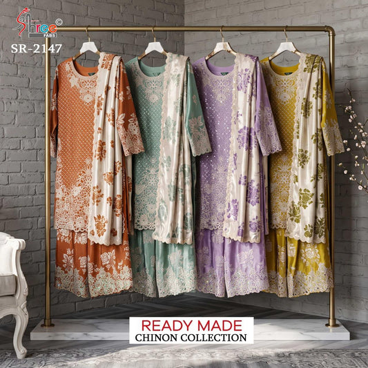 Sr 2147 Shree Fabs Chinon Pakistani Readymade Suits Manufacturer Ahmedabad