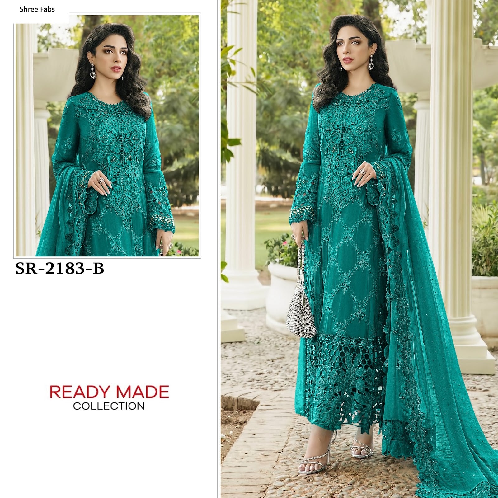 Sr 2183 Shree Fabs Chiffon Pakistani Readymade Suits Supplier