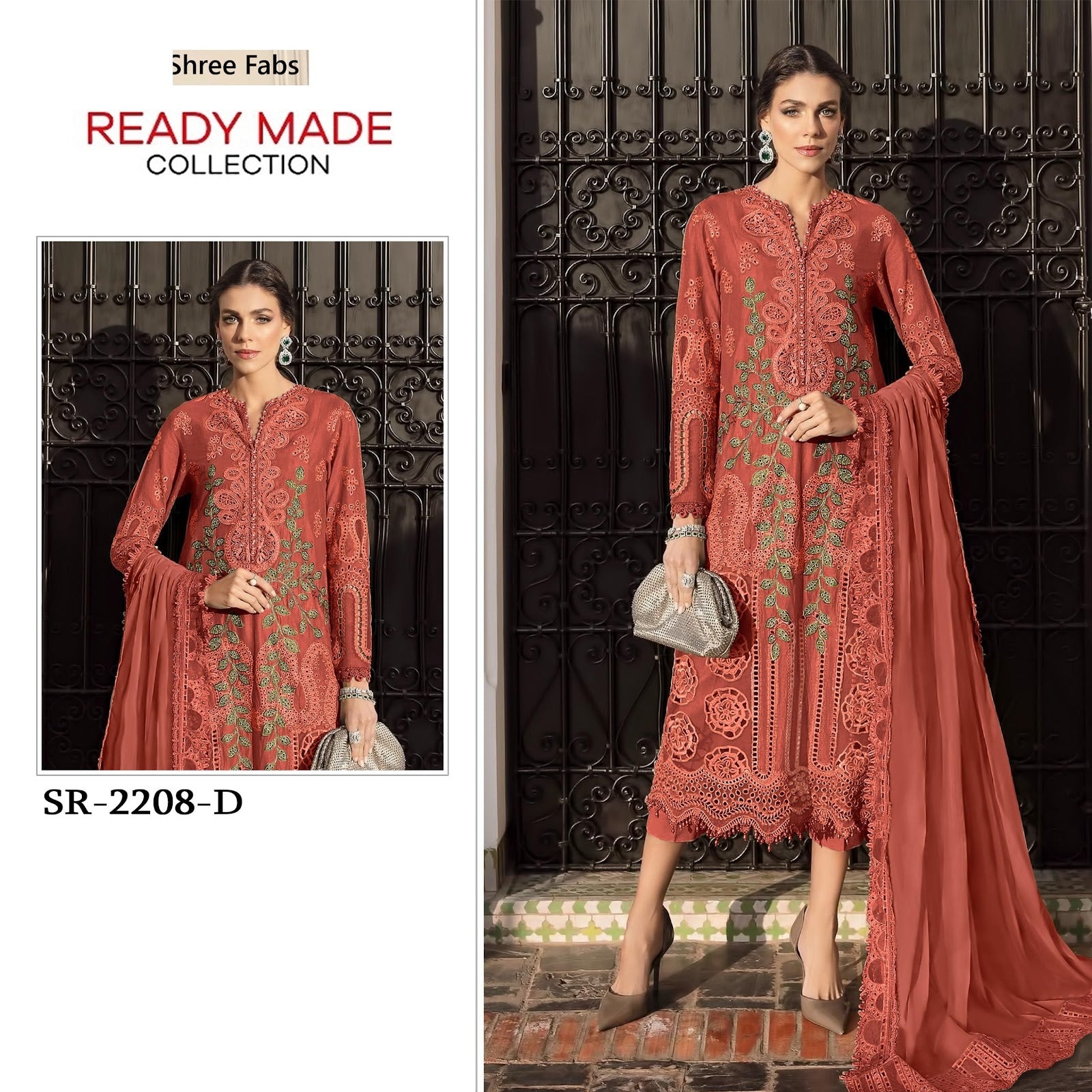 Sr 2208 Shree Fabs Chiffon Pakistani Readymade Suits Exporter Gujarat