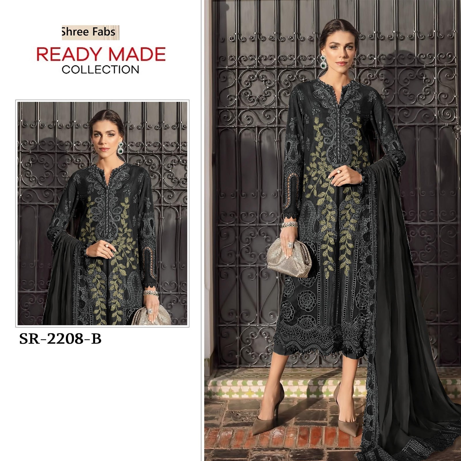 Sr 2208 Shree Fabs Chiffon Pakistani Readymade Suits Exporter Gujarat