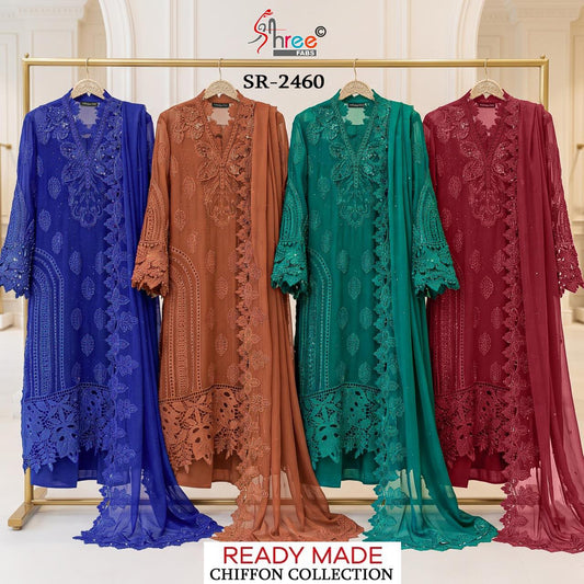 Sr 2460 Shree Fabs Chiffon Pakistani Readymade Suits Wholesaler