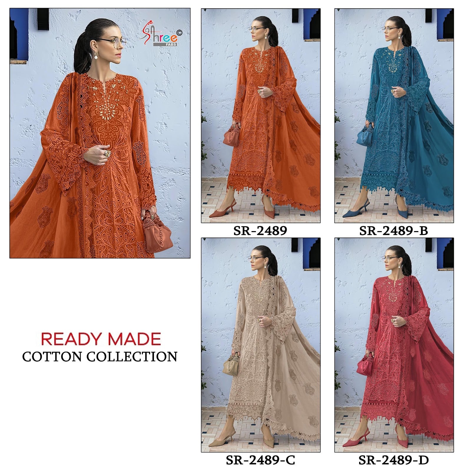 Sr 2489 Shree Fabs Cotton Lawn Pakistani Readymade Suits Wholesale Rate