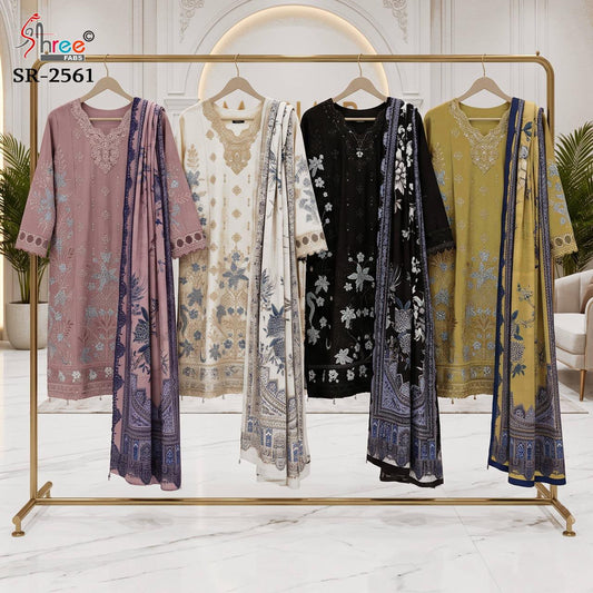 Sr 2561 Shree Fabs Cotton Lawn Pakistani Readymade Suits Manufacturer Ahmedabad