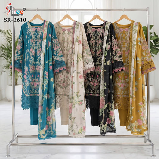 Sr 2610 Shree Fabs Cambric Cotton Pakistani Readymade Suits Wholesaler