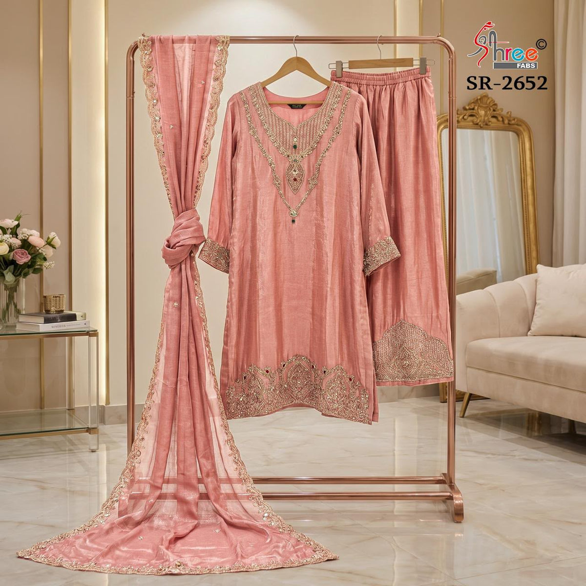 Sr 2652 Shree Fabs Tissue Pakistani Readymade Suits Supplier