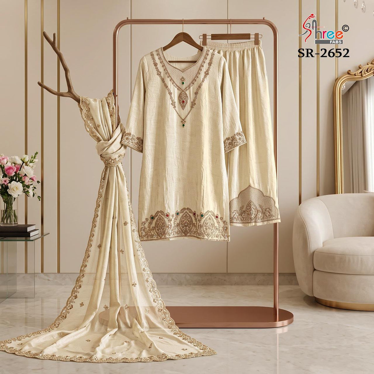 Sr 2652 Shree Fabs Tissue Pakistani Readymade Suits Supplier