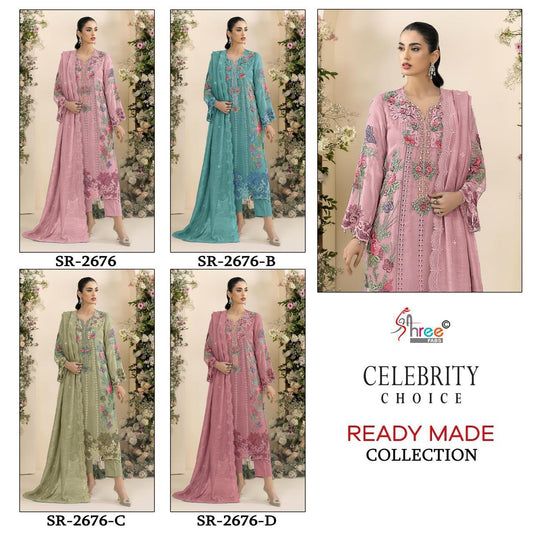 Sr 2676 Shree Fabs Chiffon Pakistani Readymade Suits Supplier Gujarat