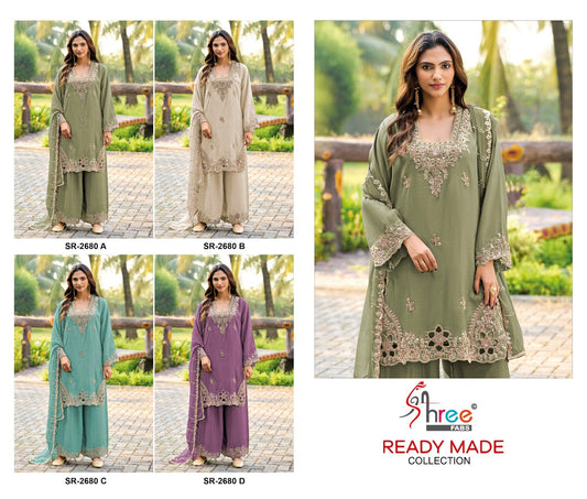 Sr 2680 Shree Fabs Tissue Simmer Pakistani Readymade Suits Exporter India