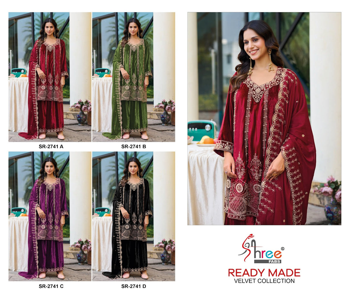 Sr 2741 Shree Fabs Premium Readymade Velvet Suits Manufacturer Gujarat