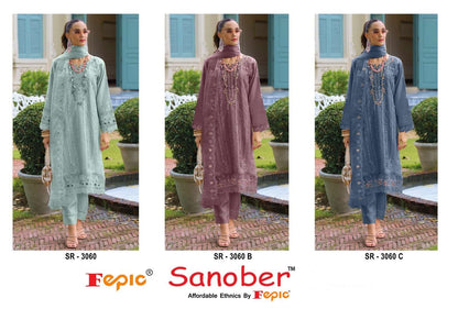 Sr 3060 Sanober Fepic Organza Pakistani Salwar Suits Wholesale